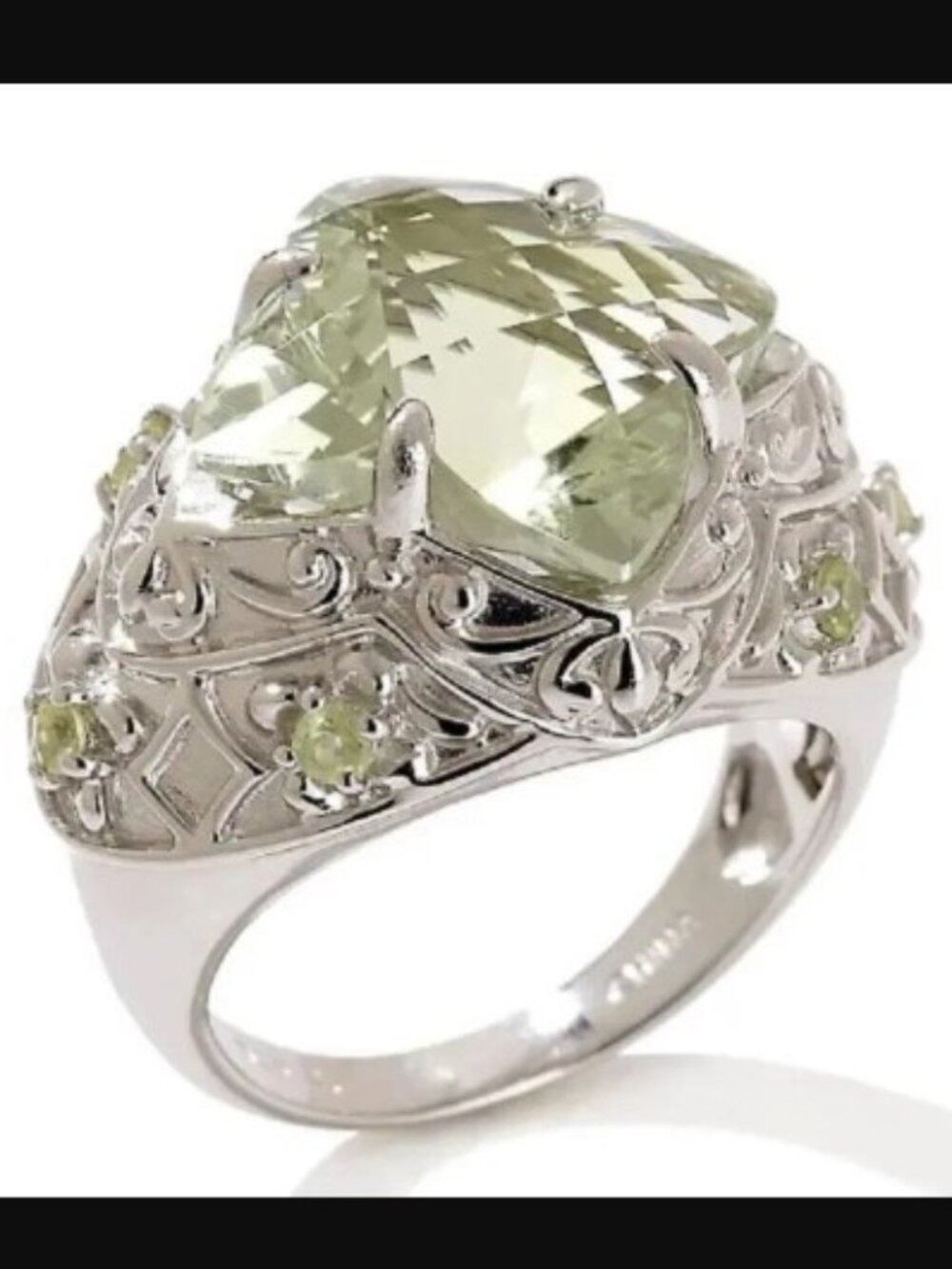 Victoria Wieck Prasiolite Green Amethyst and Peridot Ring, Size 7